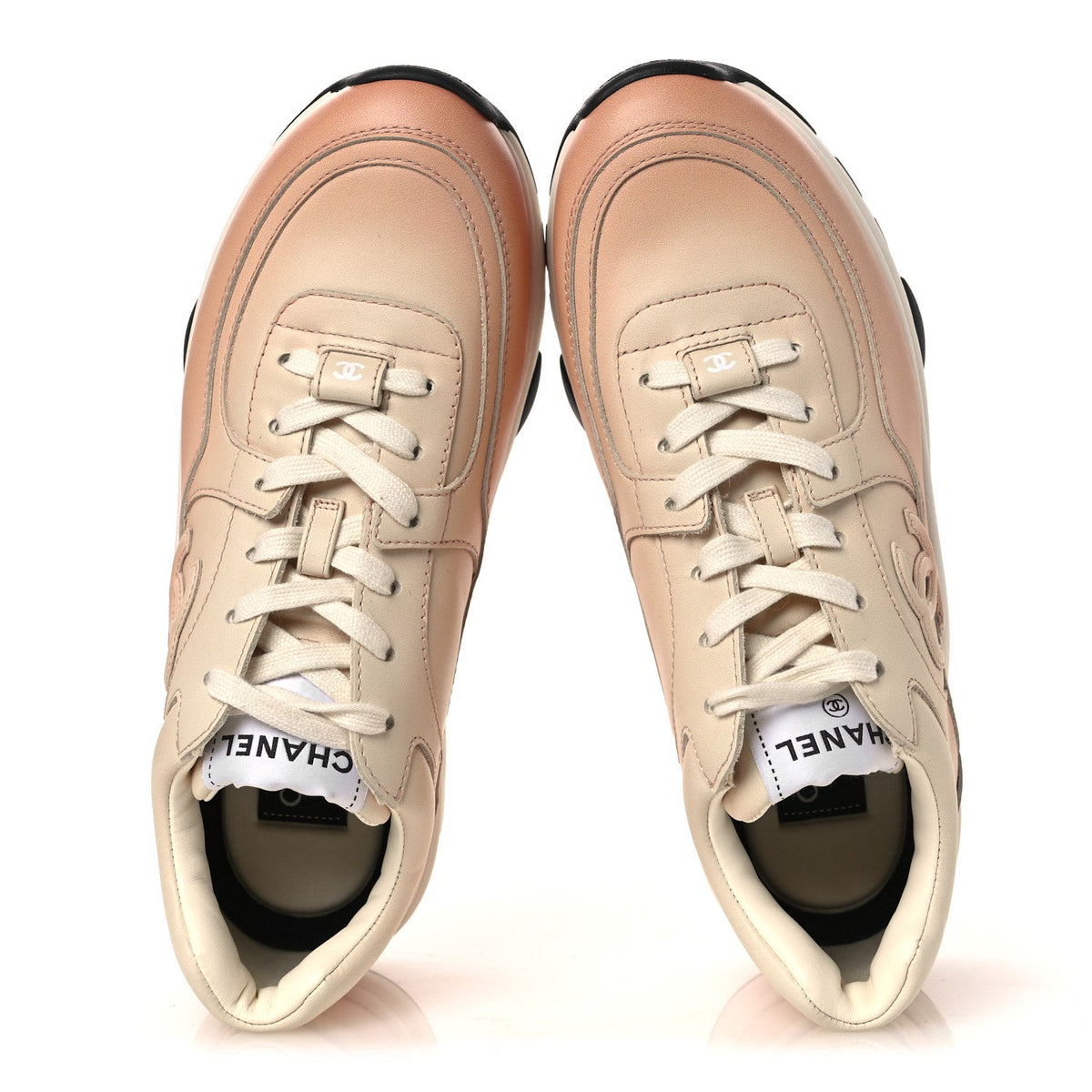 Gradiant Calfskin CC Womens Sneakers 37 Light Orange