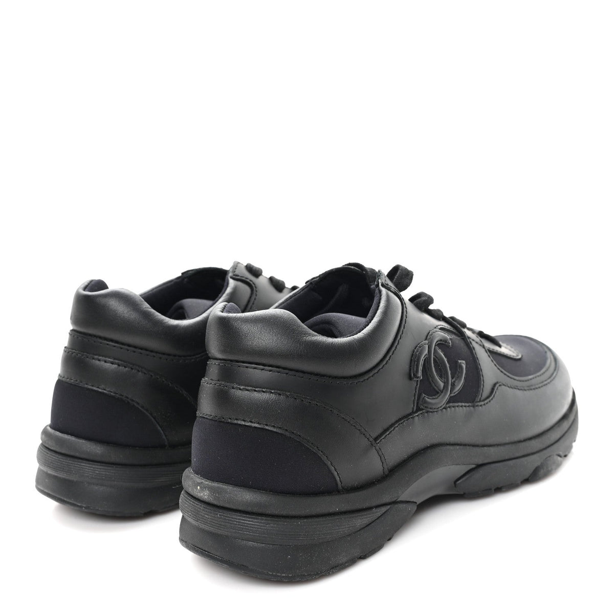 Lambskin Fabric CC Sneakers 36.5 Black