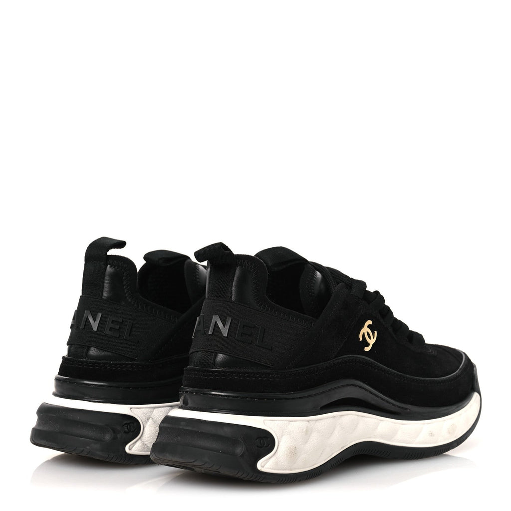 Suede Calfskin Nylon Grosgrain CC Sneakers 36 Black