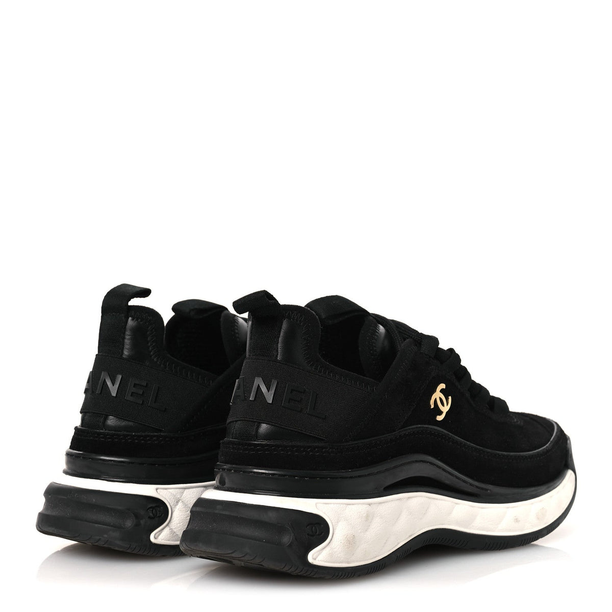 Suede Calfskin Nylon Grosgrain CC Sneakers 36 Black