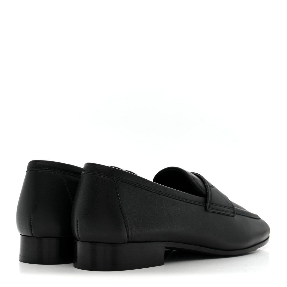 Lambskin Womens Stitched CC Loafers 35 Black