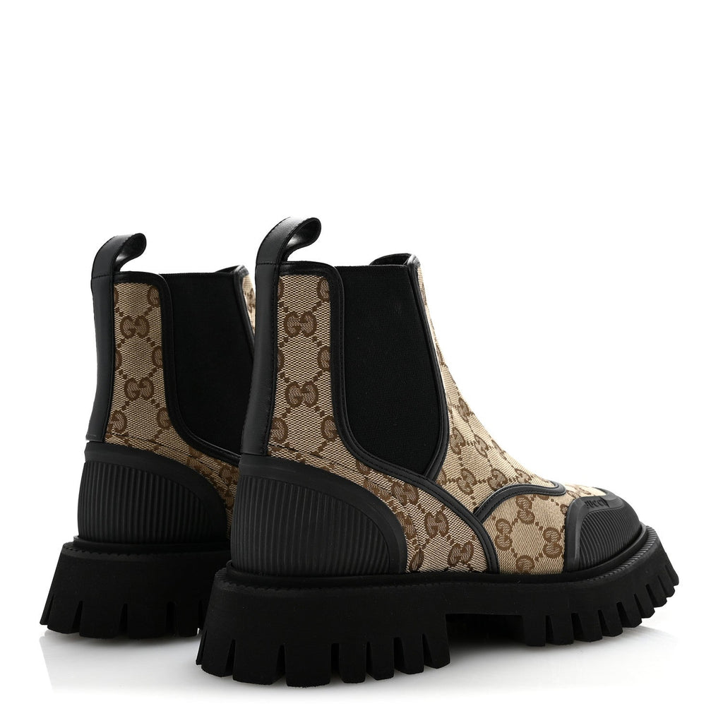 GG Supreme Monogram Ankle Booties 39.5 Mystic White Beige Ebony Black