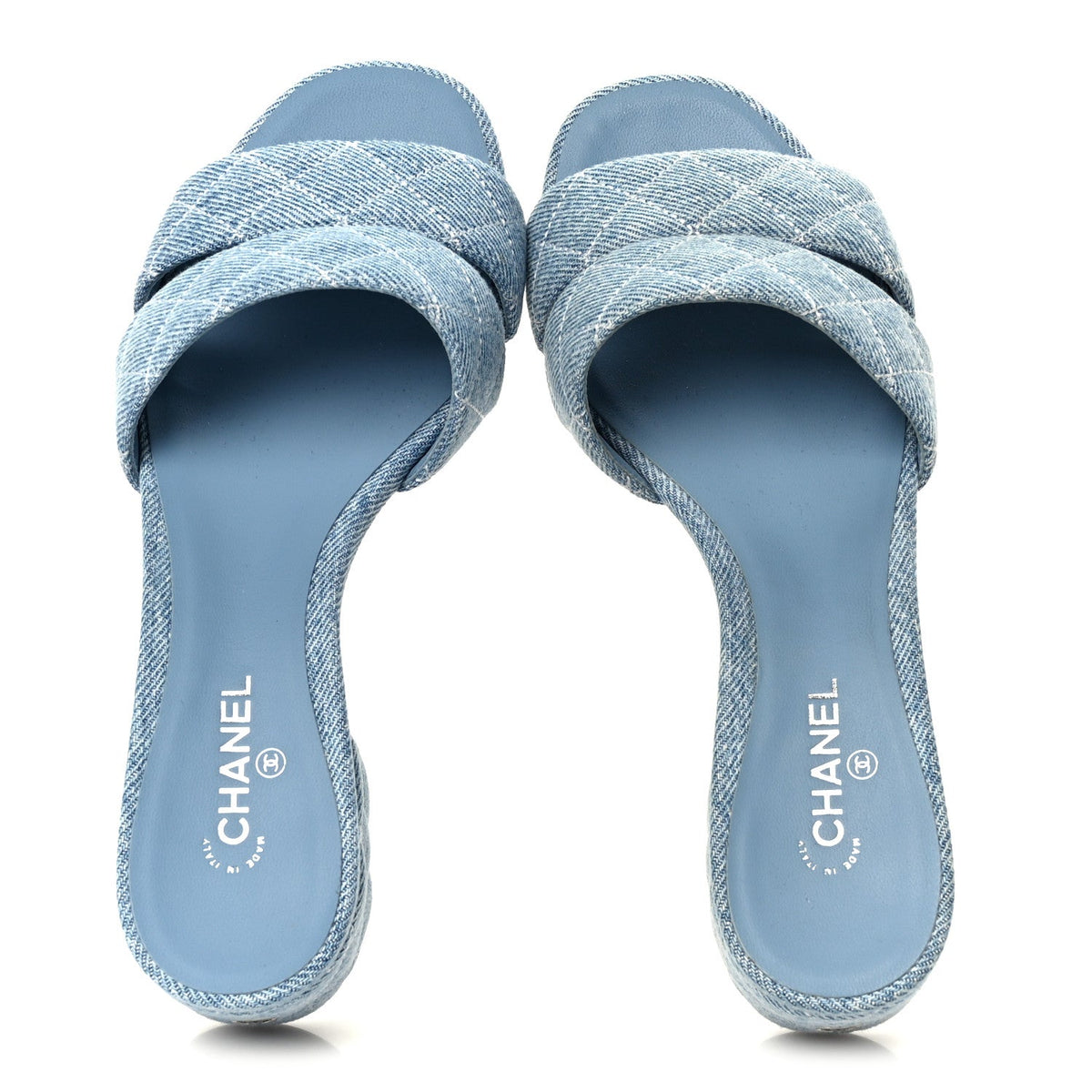 Denim Quilted Mules 38 Blue 37.5 Blue