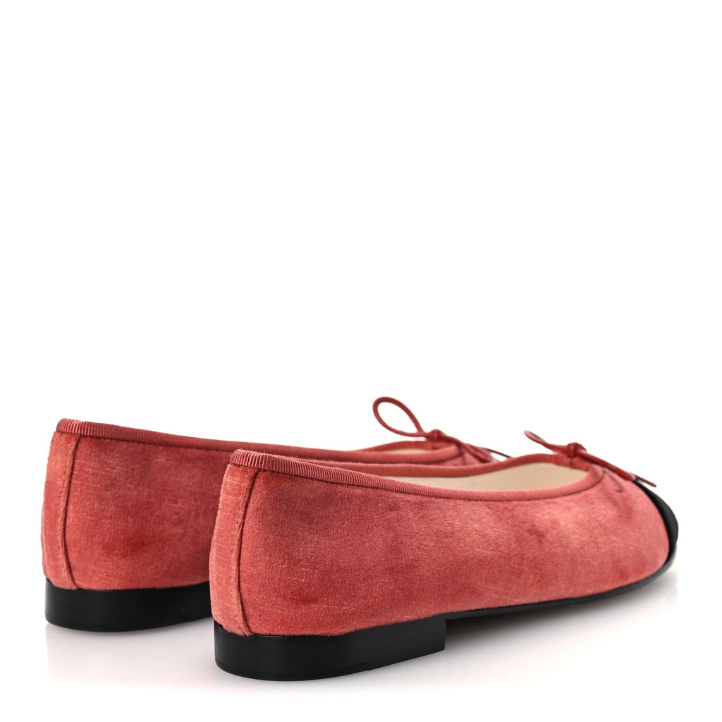 Velvet Cap Toe CC Ballerina Flats 36.5 Dark Pink Black