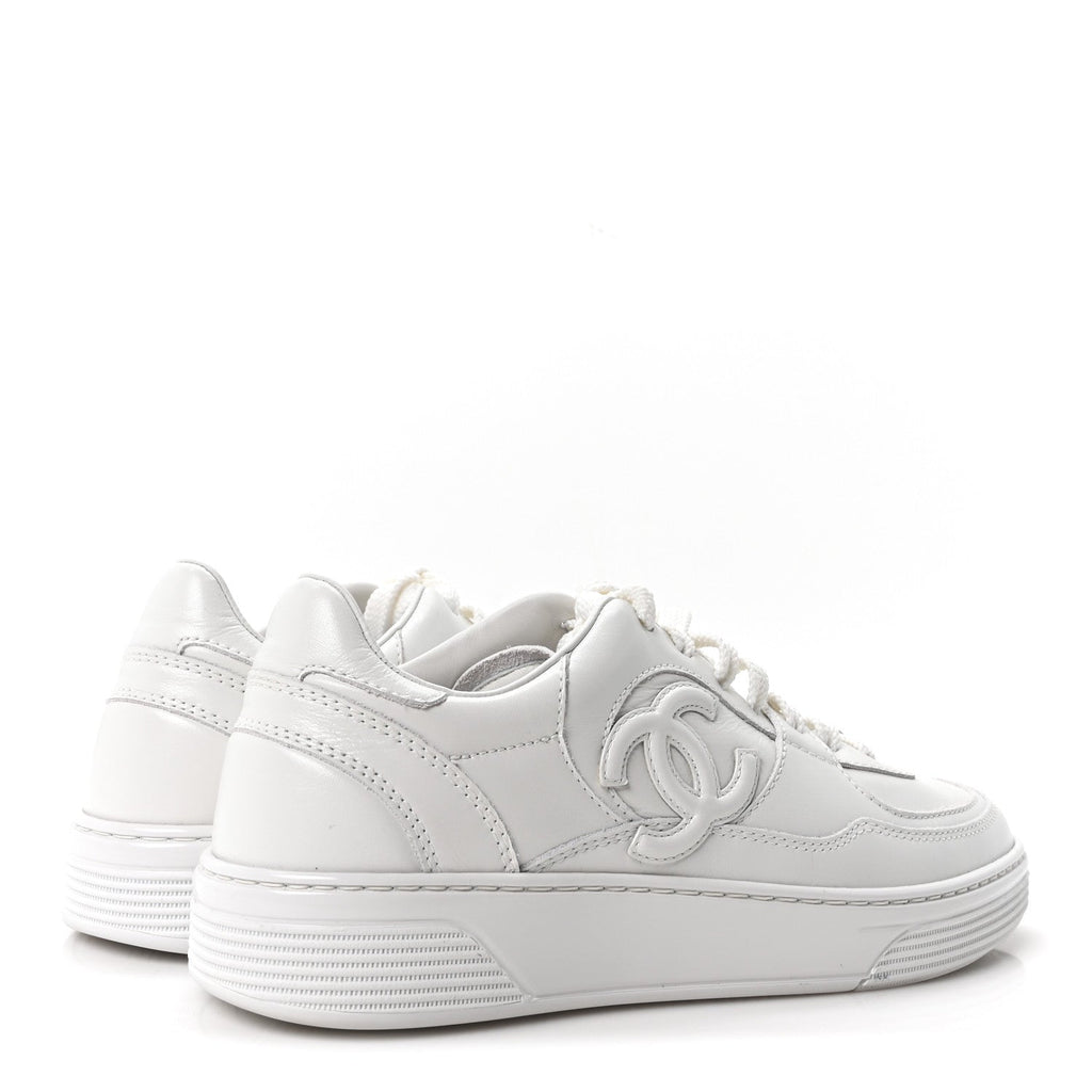 Calfskin Womens CC Sneakers 37.5 White