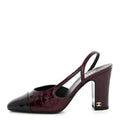 Patent Calfskin Crocodile Embossed Cap Toe CC Slingback 38 Dark Burgundy Black