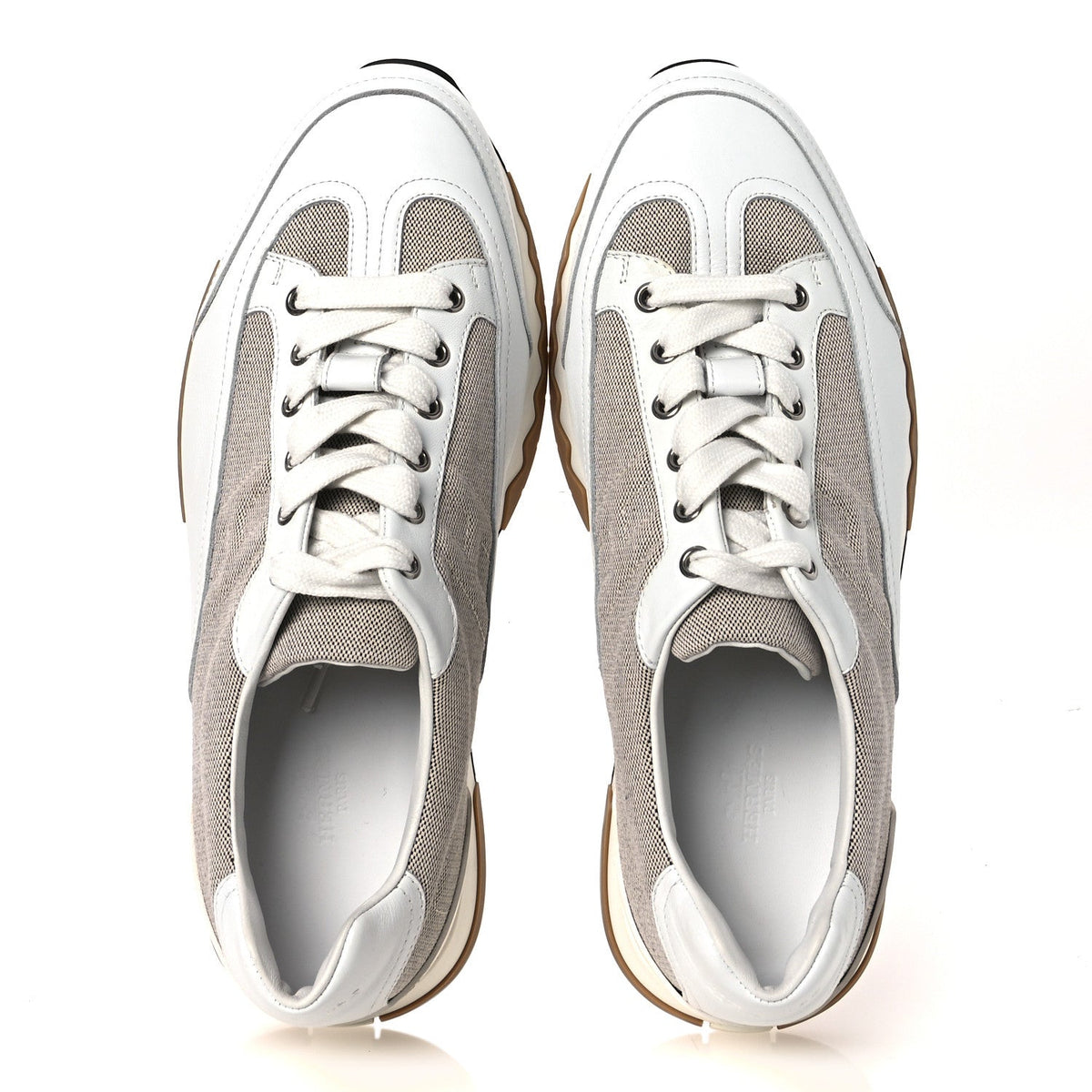 Canvas Calfskin Mens Trail Sneakers 41.5 Prunoir White