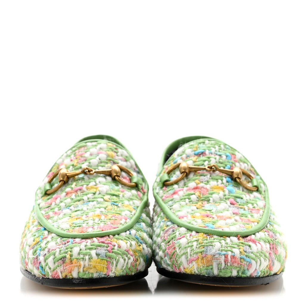 Tweed Multicolor Malaga Kid Horsebit Womens Jordaan Loafers 35.5 Green Multicolor
