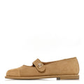 Suede Calfskin Cap Toe CC Mary Jane Flats 38 Beige