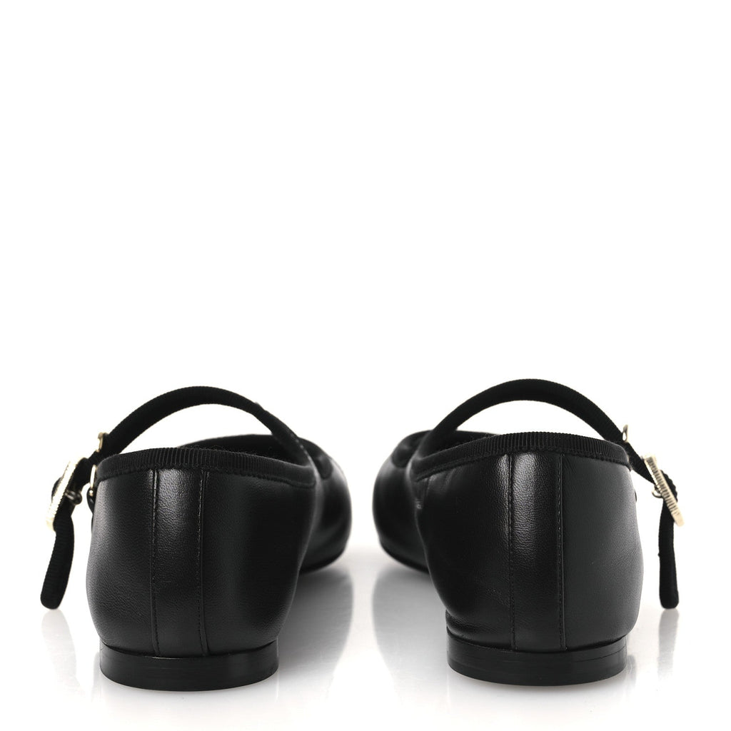 Lambskin Mary Jane Flats 36 Black