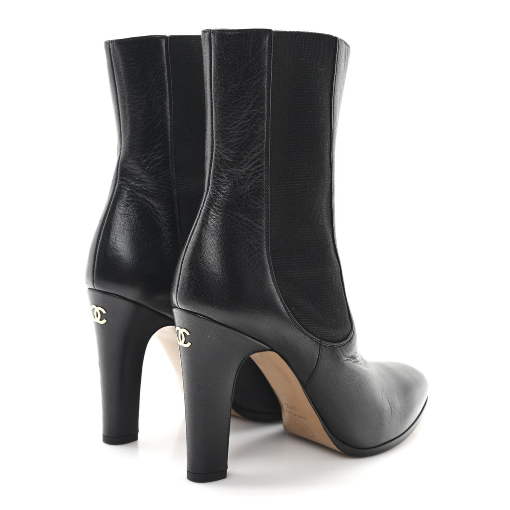 Calfskin Interlocking CC Calf Boots 38.5 Black