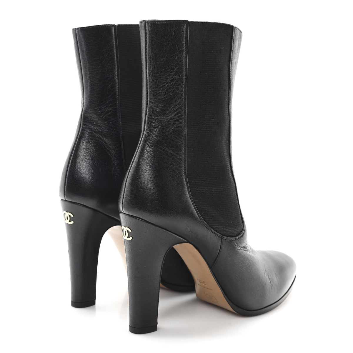Calfskin Interlocking CC Calf Boots 38.5 Black