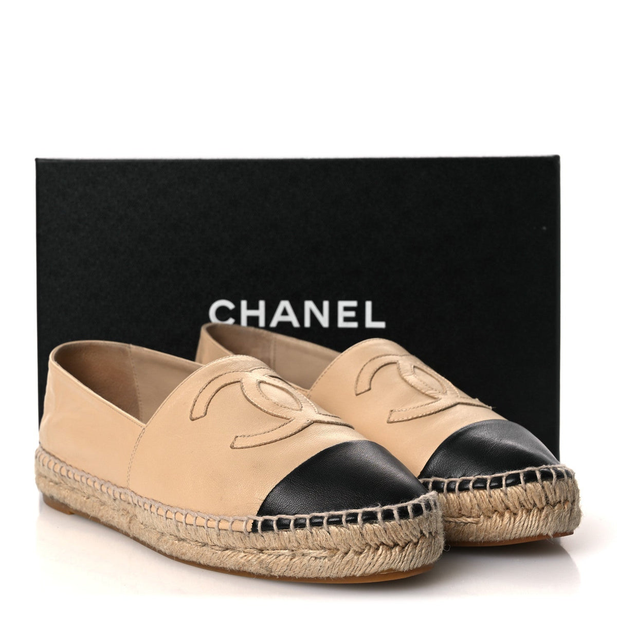 Lambskin CC Espadrilles 40 Beige Black