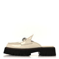 Cordovan Lux Horsebit Platform Mules 37 Mystic White