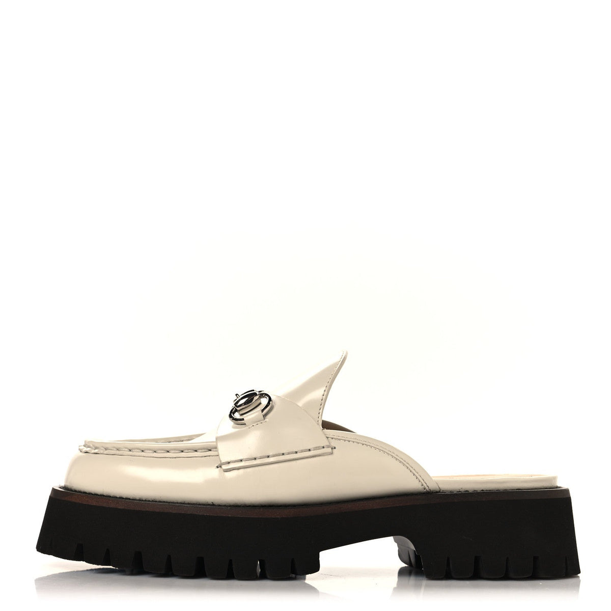 Cordovan Lux Horsebit Platform Mules 37 Mystic White