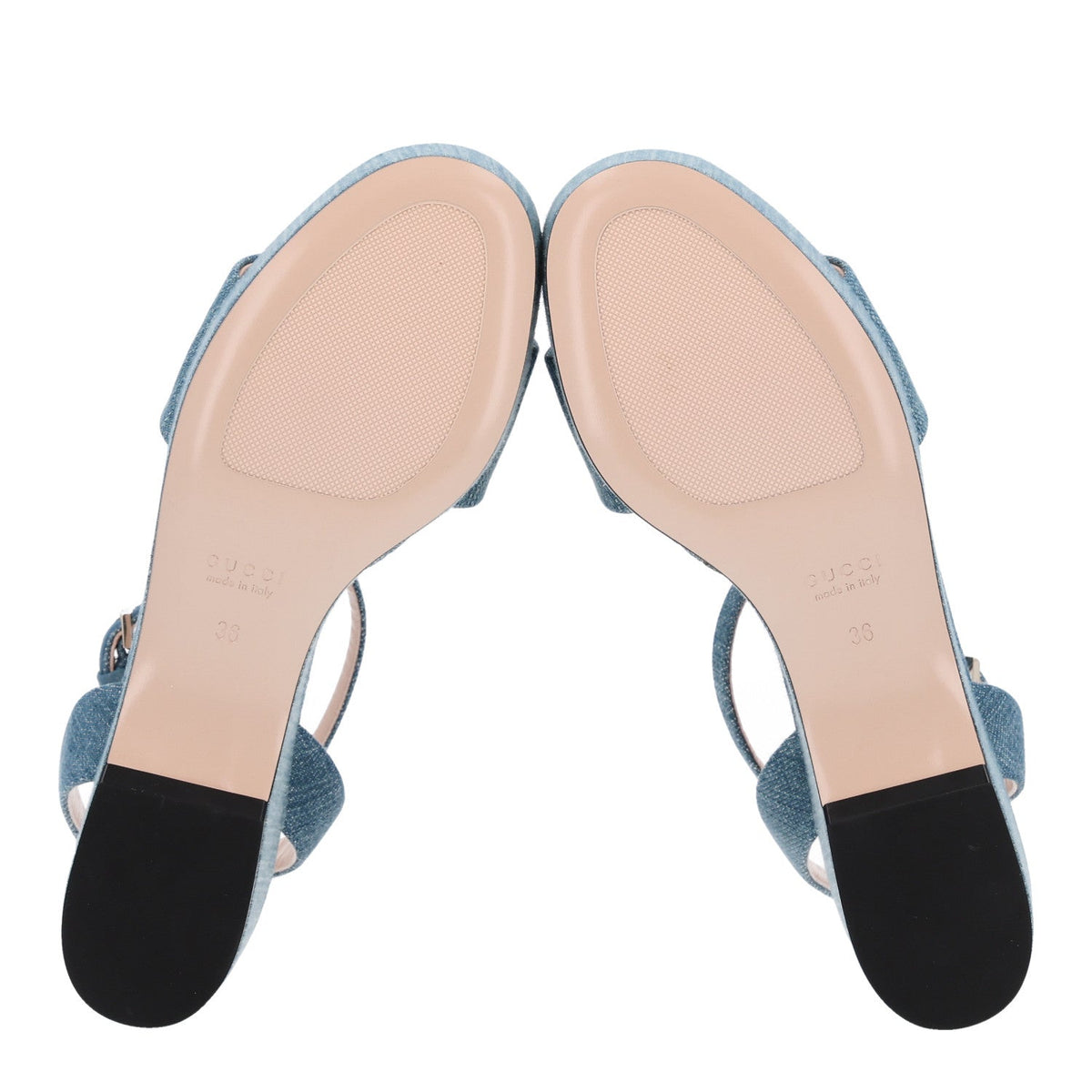 Denim Horsebit Ankle Strap 75mm Flatform Sandals 36 Old Azure