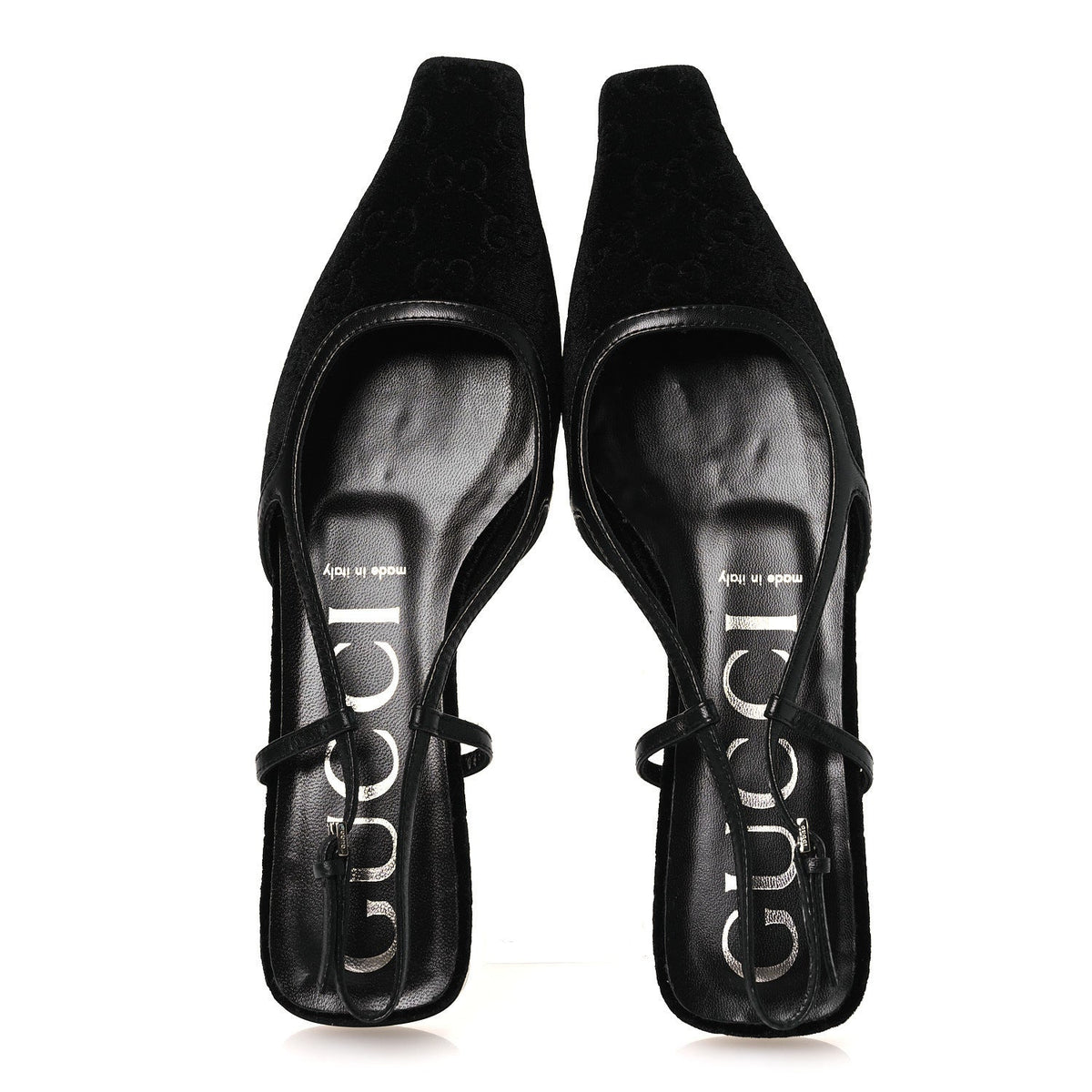Velvet GG Monogram Slingback Ballet Flats 37.5 Black