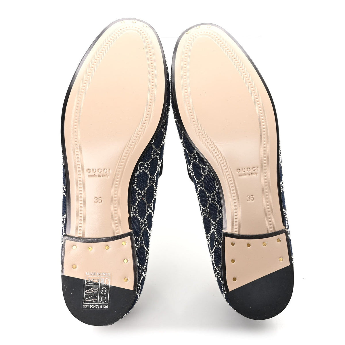 New Denim Crystal GG Monogram Womens 1953 Horsebit Jordaan Loafer 36 Blue