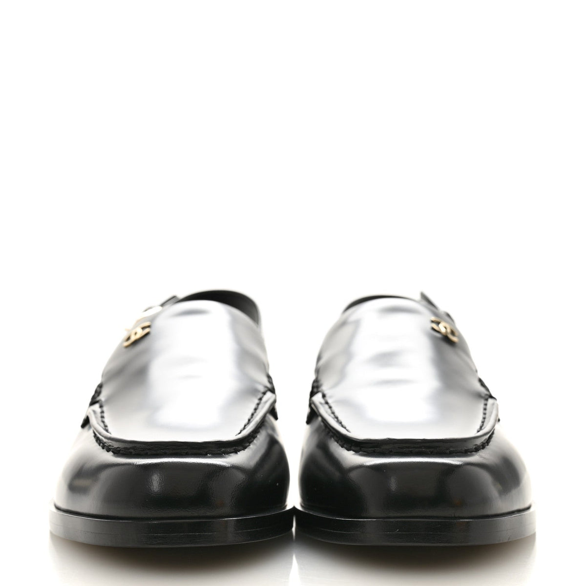 Shiny Calfskin Slingback Loafers 39.5  Black