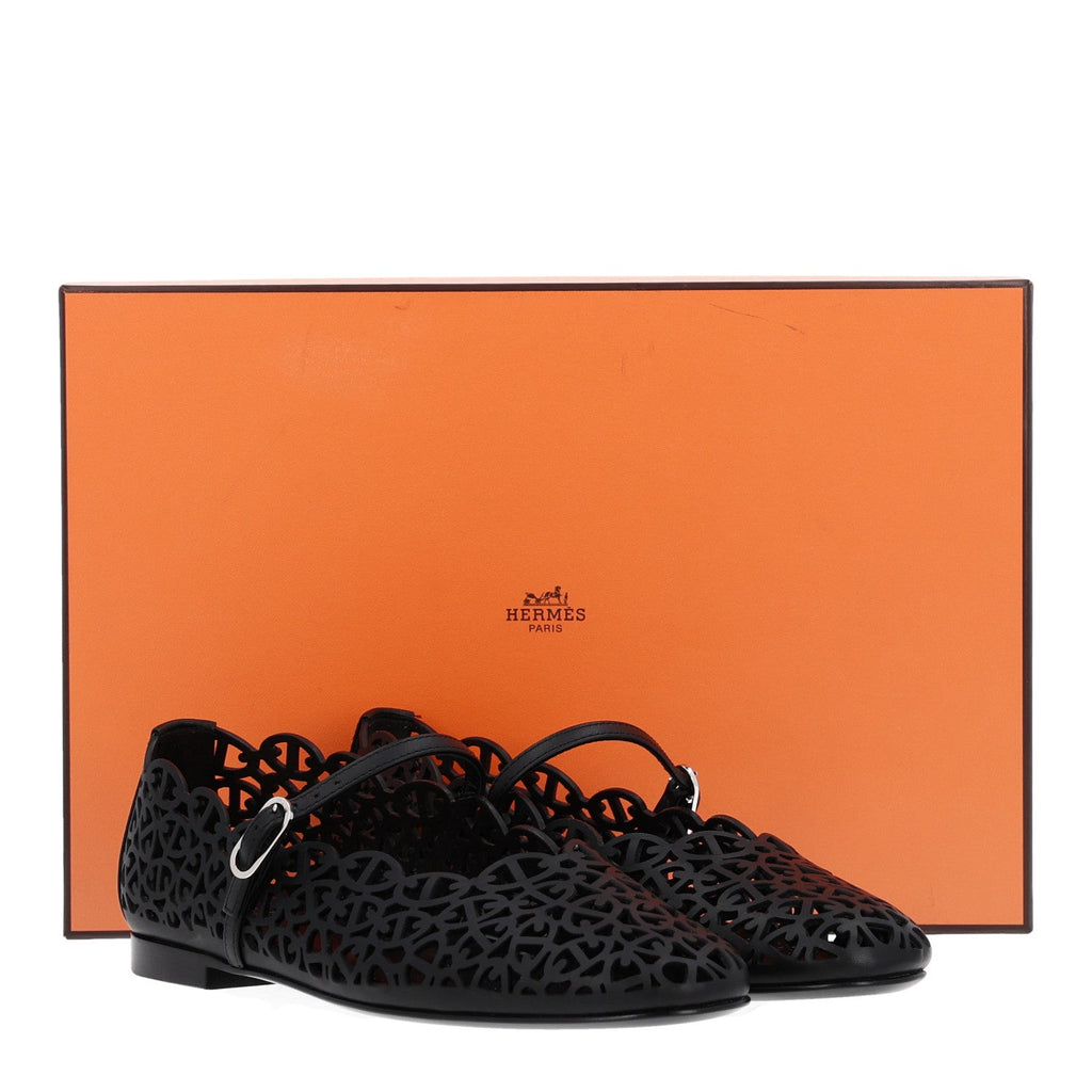 Calfskin Chaine d'Ancre Meli Ballet Flats 36 Black