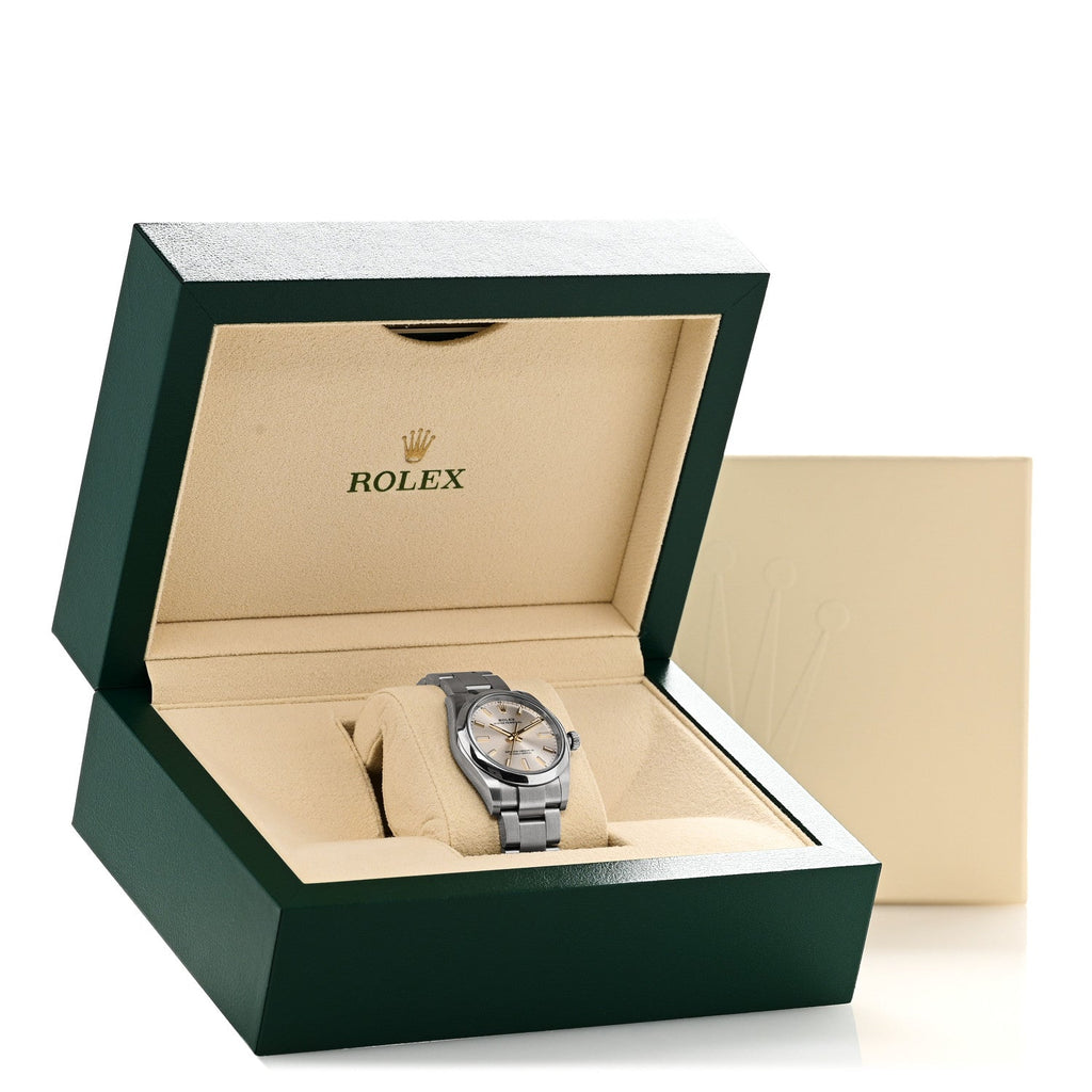 Stainless Steel 34mm Oyster Perpetual Watch Silver 124200