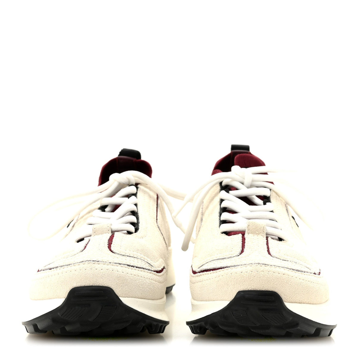 Suede Mixed Fibers Knit Womens CC Sneakers 38 Ivory Burgundy