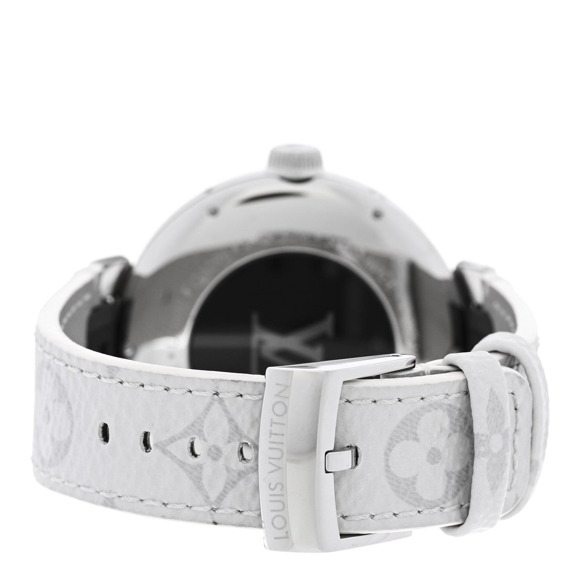 Stainless Steel Rubber 44mm Tambour Moon Dual Time GMT Quartz Watch Silver