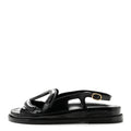 Shiny Crumpled Lambskin CC Cut Out Sandals 37 Black