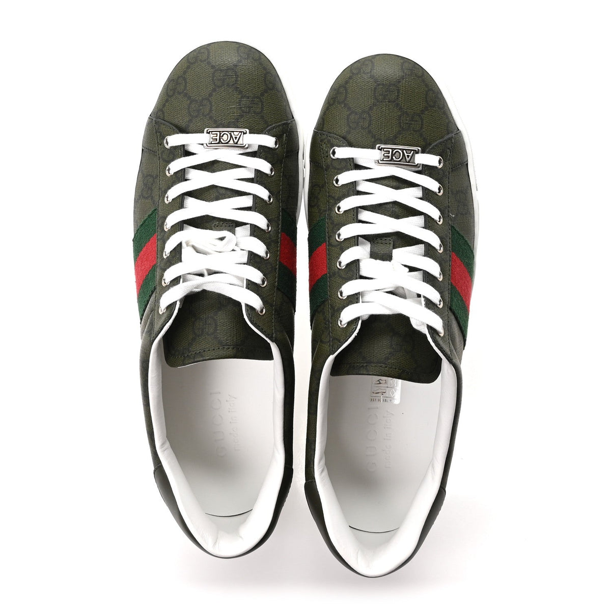 GG Supreme Monogram Web Mens New Ace Sneakers 9 Green