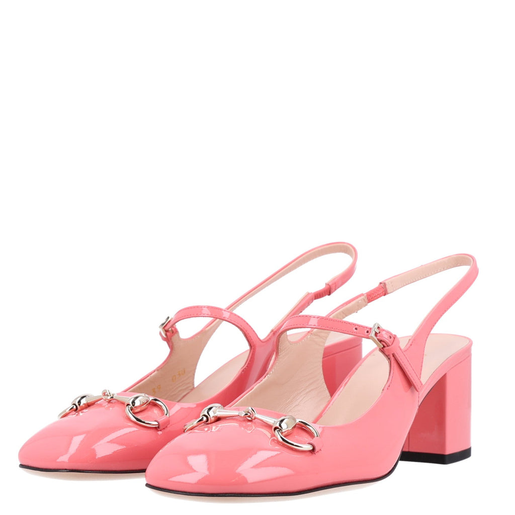 Vernice Crystal Horsebit Charlotte 42mm Slingback Pumps 39 Bubble Gum