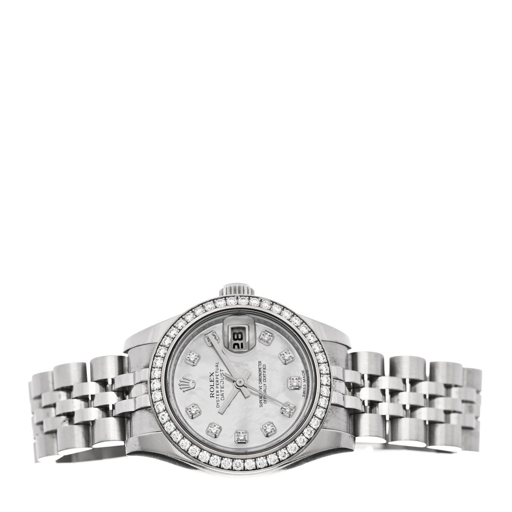 Stainless Steel 18K White Gold Diamond Mother of Pearl 26mm Oyster Perpetual Datejust Watch 179384