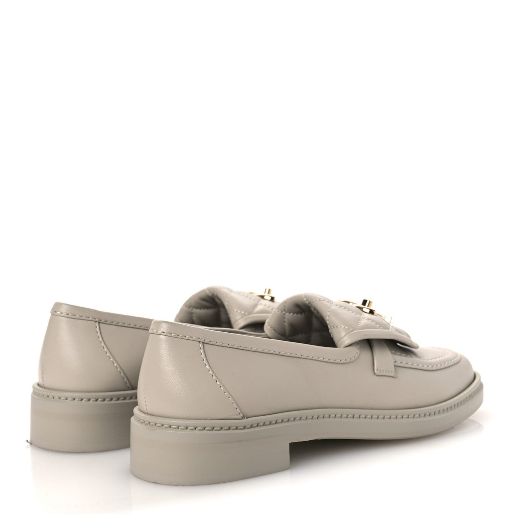 Lambskin Quilted CC Turnlock Loafers 37 Grey