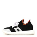 Knit Suede Goatskin Womens Crew Sneakers 39.5 Black White