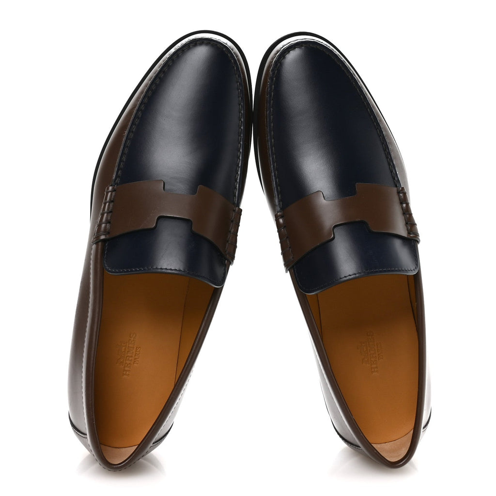 Calfskin Mens Duke Loafer 42 Marron Ebene Marine