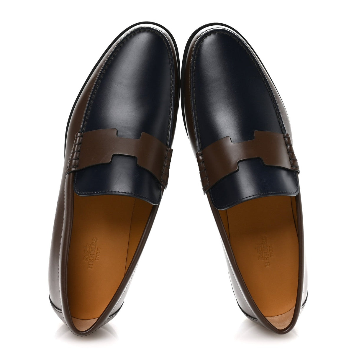 Calfskin Mens Duke Loafer 42 Marron Ebene Marine