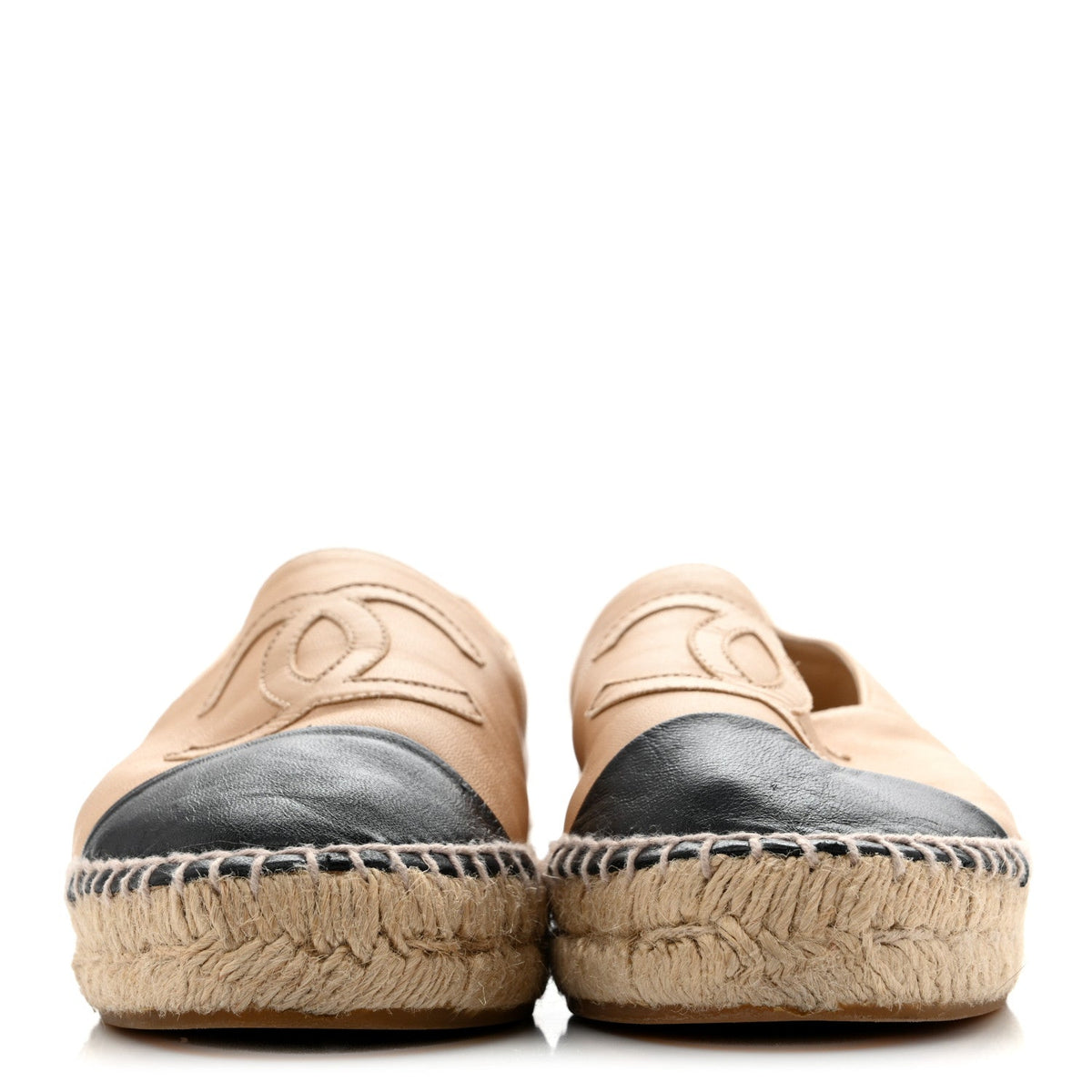 Lambskin CC Espadrilles 37 Beige Black