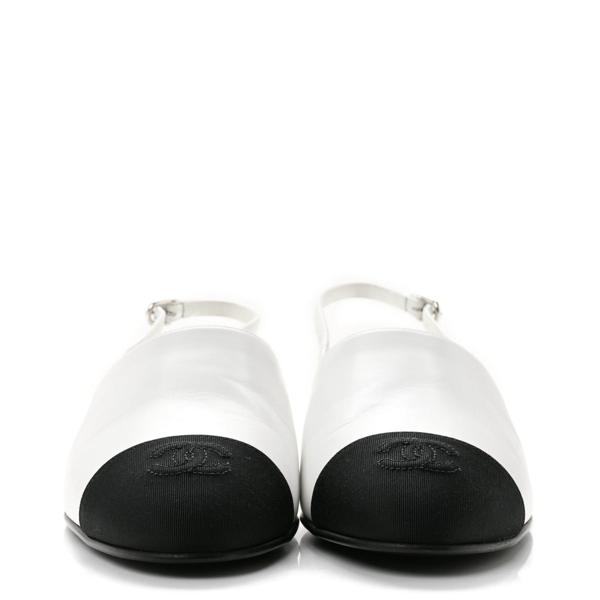 Goatskin Grosgrain Cap Toe CC Slingback Pumps 39 Black