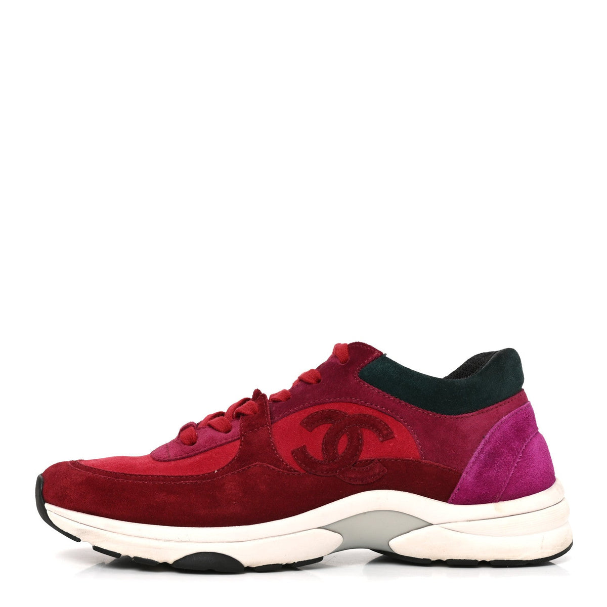 Suede Calfskin CC Sneakers 40 Burgundy Red