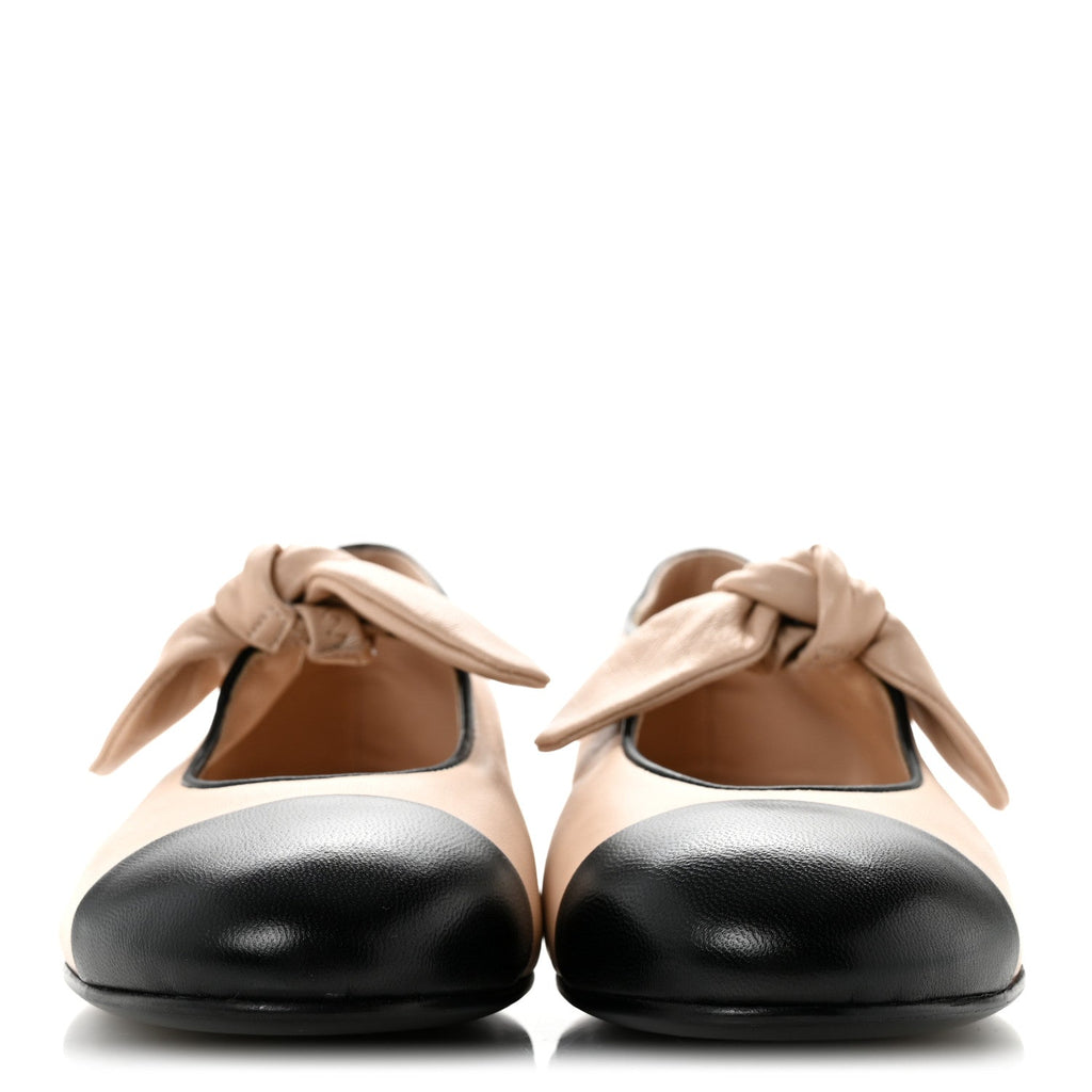 Lambskin Bow Mary Jane Flats 36 Light Blue Black 40 Beige Black 37.5 Beige Black
