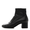 Stretch Lambskin Cap Toe CC Short Boots 38.5 Black