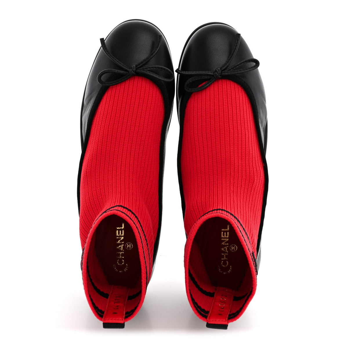 Lambskin Knit CC Ballerina Sneakers 37.5 Black Red