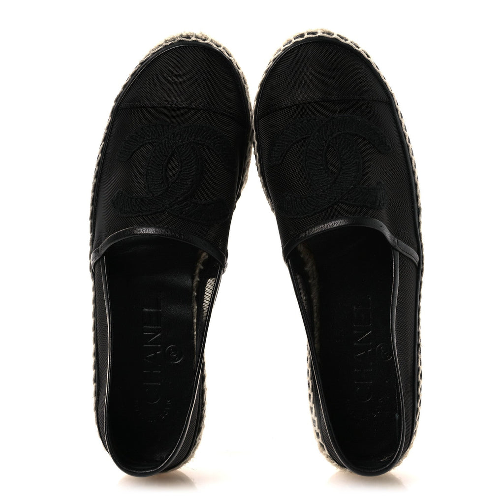 Mesh Grosgrain CC Espadrilles 35 Black