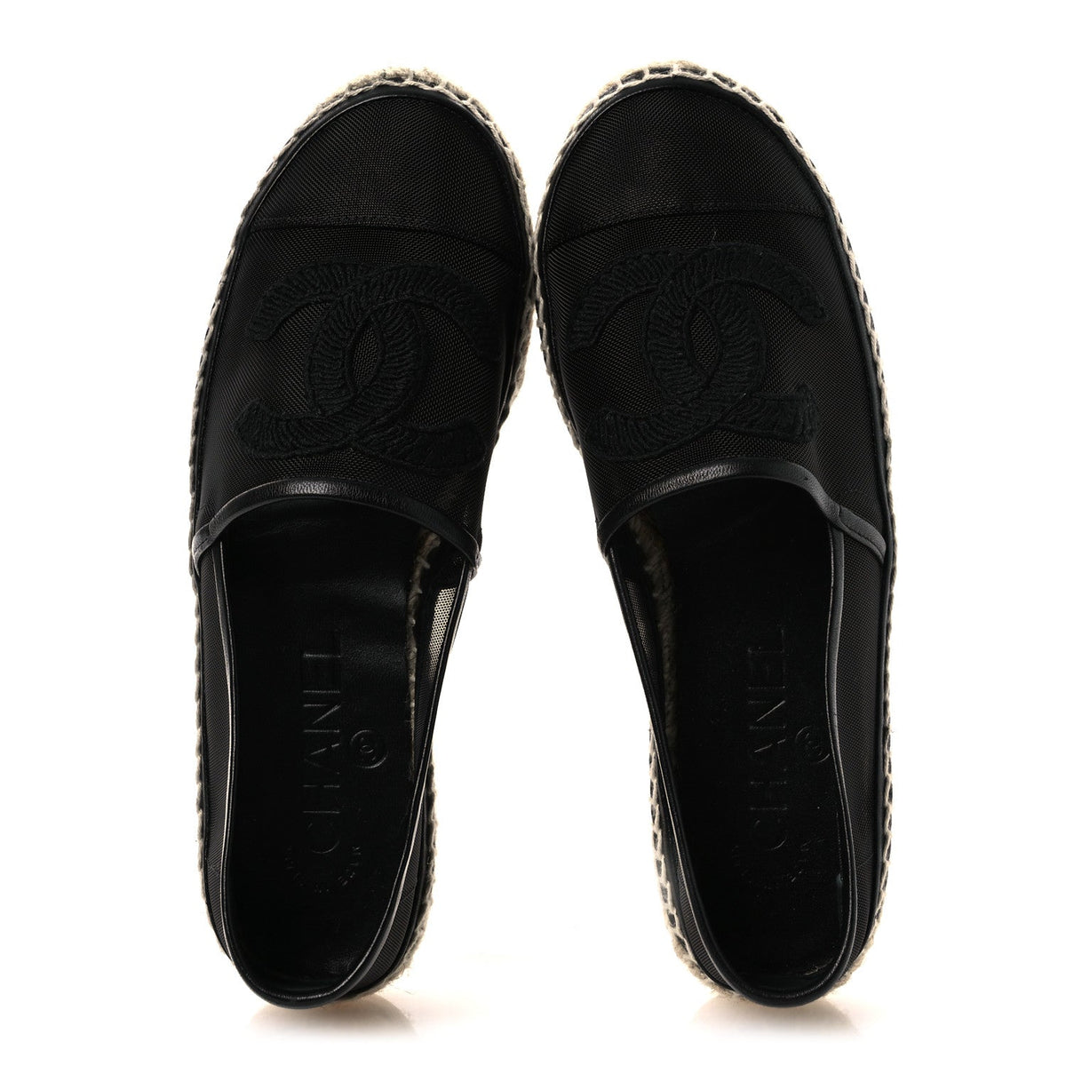 Mesh Grosgrain CC Espadrilles 35 Black