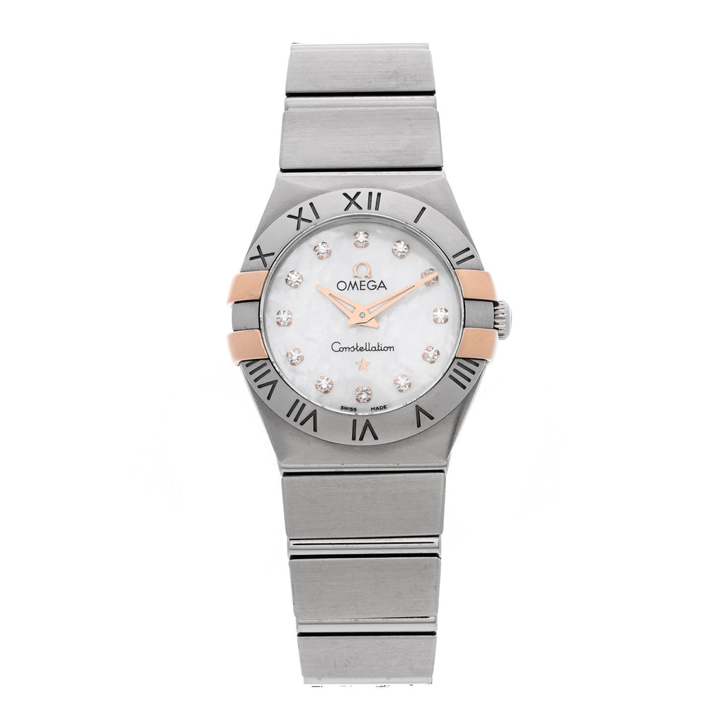 Stainless Steel 18K Red Gold Diamond Mother of Pearl 24mm Constellation Quartz Watch 123.20.24.60.55.005
