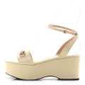 Superlight Calfskin Horsebit Platform Sandals  39.5 New Ivory