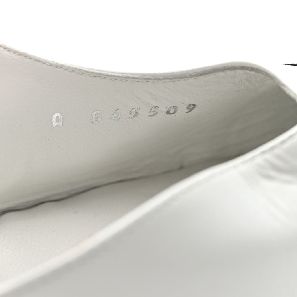 Goatskin Grosgrain Cap Toe CC Slingback Pumps 39 White Black