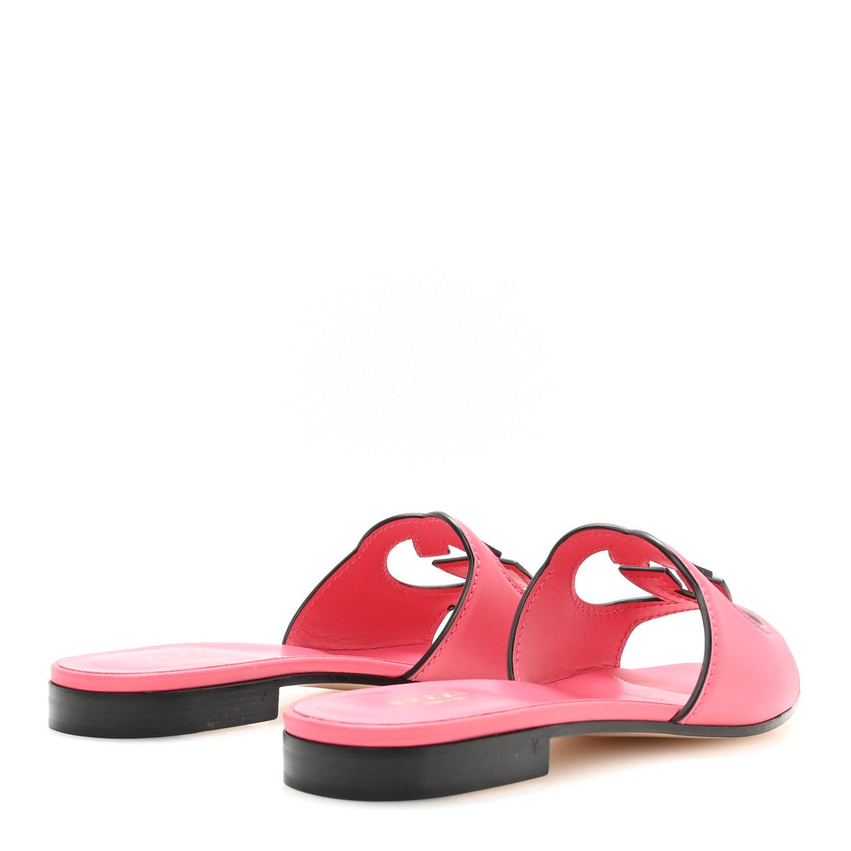 Cosmos Softy Calfskin Interlocking G Cut Out Slide Sandals 37 Rhodamine Pink