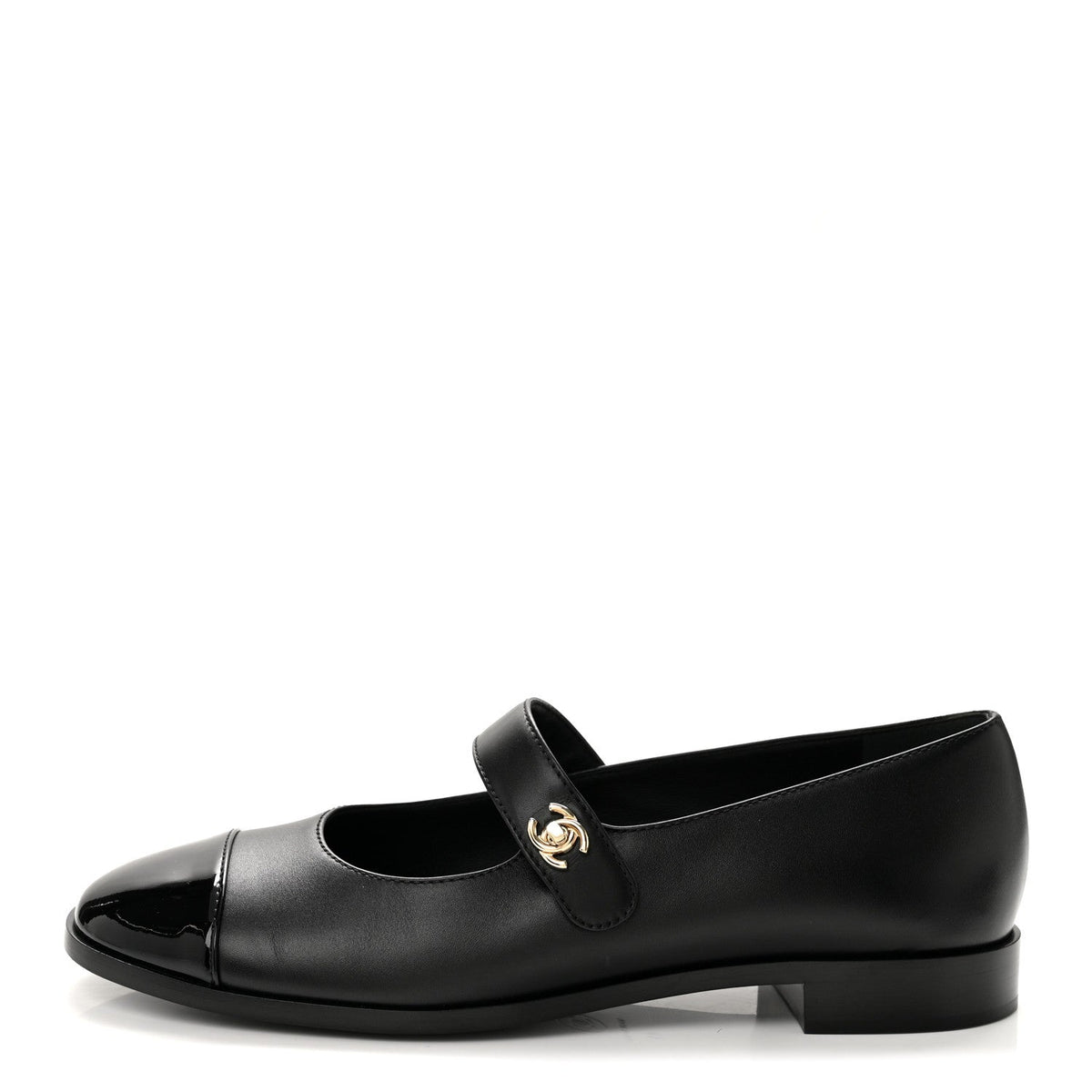 Calfskin Patent Mary Janes Flats 41 Black