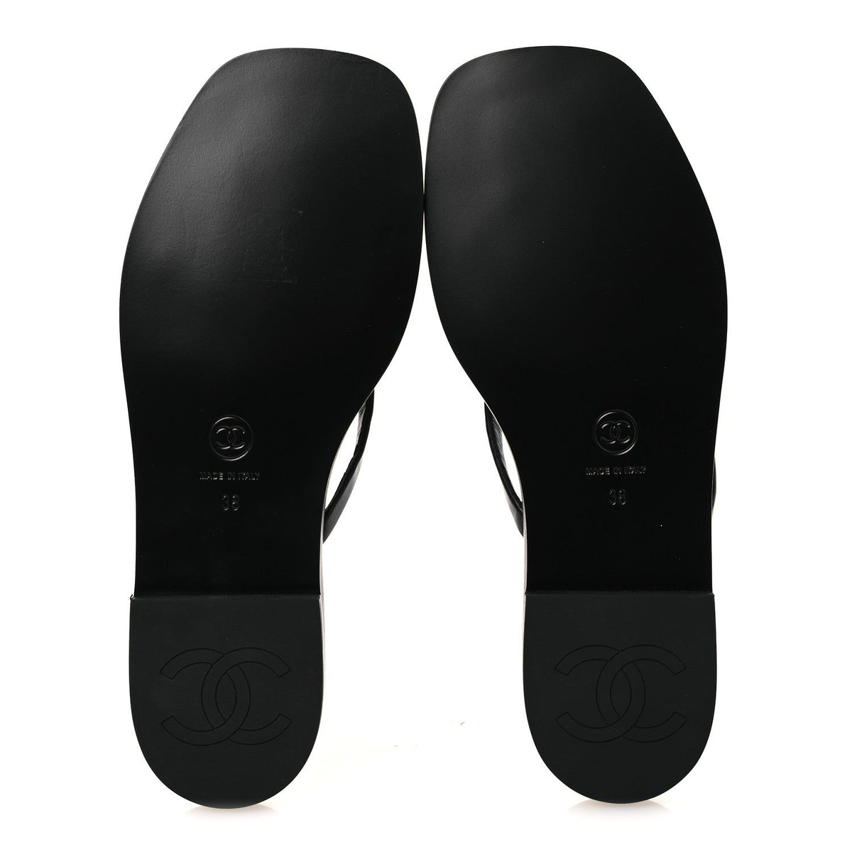 Goatskin CC Times Square Thong Sandals 38 Black