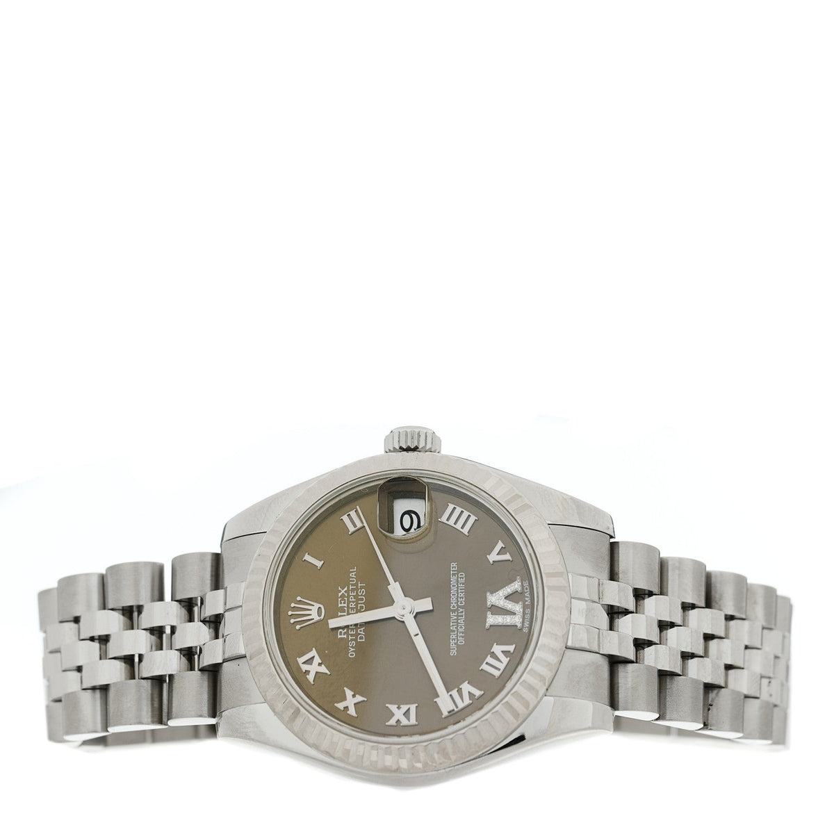 Stainless Steel 18K White Gold Diamond 31mm Oyster Perpetual Datejust Watch Dark Grey Roman 178274